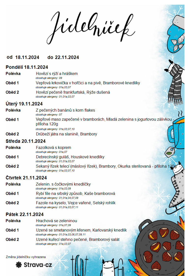 Jídelníček 18. - 22.11.